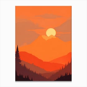 Misty Mountains Vertical Composition In Orange Tone 371 Canvas Print