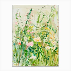 Green Meadow - Soft Colors Painting Landscape Canvas Print