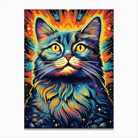 Cosmic Pawdyssey, Psychedelic Cats series Canvas Print