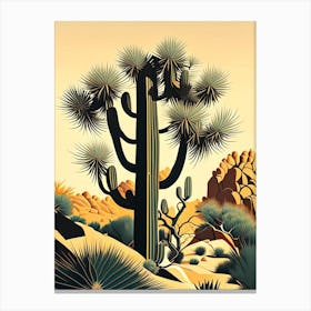 Joshua Tree Pattern Retro Illustration (5) Canvas Print