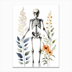 Floral Skeleton Watercolor Painting (5) Canvas Print