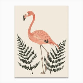 Chilean Flamingo Ferns Minimalist Illustration 2 Canvas Print