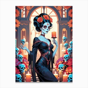 Floral Catrina Painting (27) Canvas Print