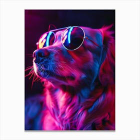 Beautiful Dog Under Neon Lights 16 Canvas Print