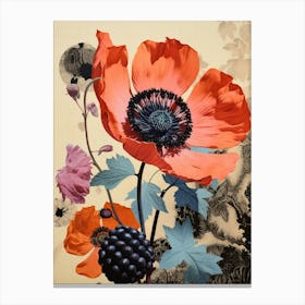Surreal Florals Poppy 3 Flower Painting Canvas Print
