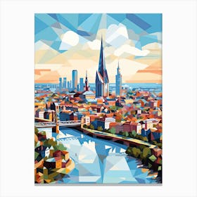 Frankfurt, Germany, Geometric Illustration 4 Canvas Print