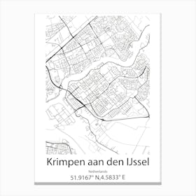 Krimpen Aan Den Ijssel,Netherlands Minimalist Map Canvas Print