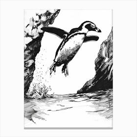African Penguin Diving Into The Water 1 Canvas Print