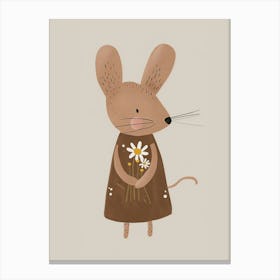 Mouse With Daisies Canvas Print