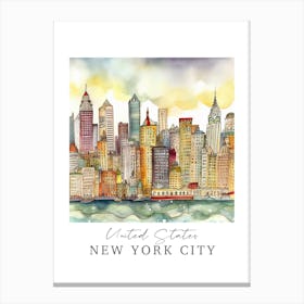 United States, New York City Storybook 5 Travel Poster Watercolour Canvas Print