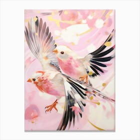 Pink Ethereal Bird Painting American Goldfinch 4 Canvas Print