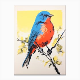 Andy Warhol Style Bird Bluebird 6 Canvas Print