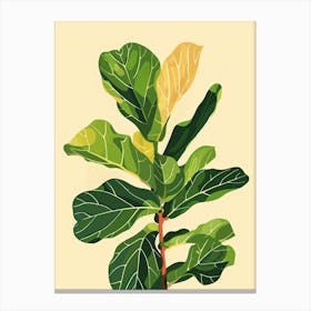 Fiddle Leaf Fig Plant Minimalist Illustration 7 Canvas Print