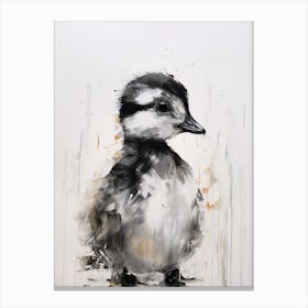 Cute Black & White Painting Of A Duckling Canvas Print