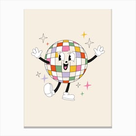 Disco Ball Cartoon Canvas Print