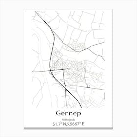 Gennep,Netherlands Minimalist Map Canvas Print