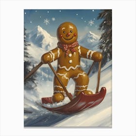 Gingerbread Man Skiing Canvas Print