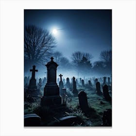 Graveyard At Night 26 Canvas Print