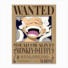 Wanted Dead Or Alive Monkey - Luffy 1 Canvas Print