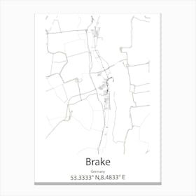 Brake,Germany Minimalist Map Canvas Print