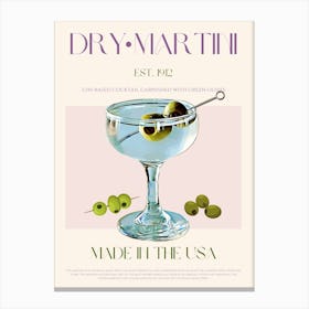 Dry Martini Cocktail Mid Century Canvas Print