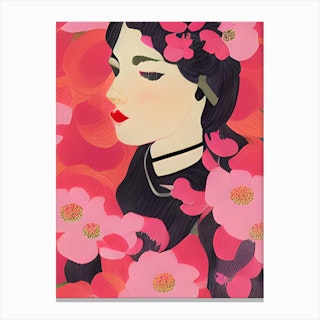 Pink Blossom Girl Canvas Print