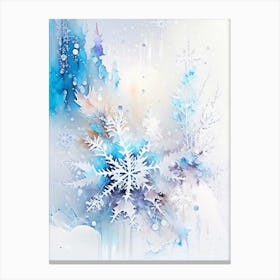 Ice, Snowflakes, Storybook Watercolours 1 Canvas Print