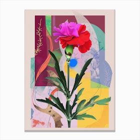 Carnation6 Neon Flower Collage Canvas Print