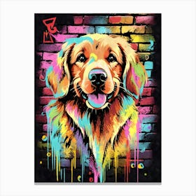Aesthetic Golden Retriever Dog Puppy Brick Wall Graffiti Artwork 1 Canvas Print