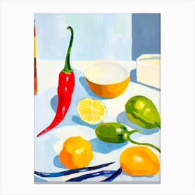 Thai Chili Pepper 3 Tablescape vegetable Canvas Print