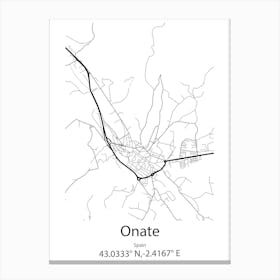 Onate,Spain Minimalist Map Canvas Print