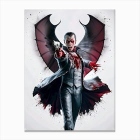 Bloody Handsome Vampire with Guns - Poster Art Canvas Print