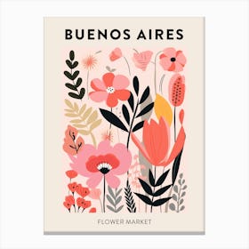 Flower Market Poster Buenos Aires Argentina Canvas Print