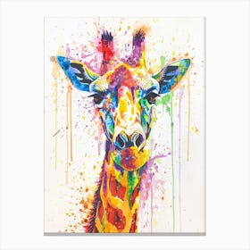 Giraffe Colourful Watercolour 1 Canvas Print