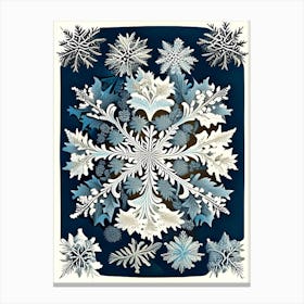 Snowflakes In The Snow,  Snowflakes Vintage Botanical 2 Canvas Print