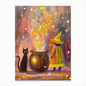 Witch And Cat Canvas Print