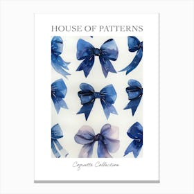 Blue Lace Bows 4 Pattern Poster Canvas Print