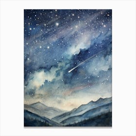 A Minimalist Depiction Of A Meteor Shower Streakin Canvas Print