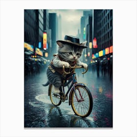 Cat On A Bike Canvas Print