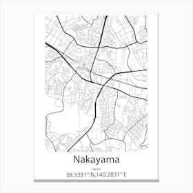 Nakayama,Japan Minimalist Map Lienzo