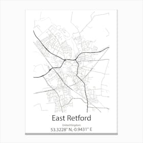 East Retford,United Kingdom Minimalist Map Canvas Print