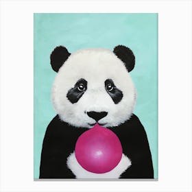 Panda With Bubblegum Canvas Print