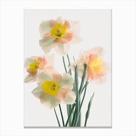 Bunch Of Daffodils Flowers Acrylic Painting In Pastel Colours 8 Canvas Print