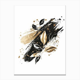 Gold And Black Leaves 4 Canvas Print