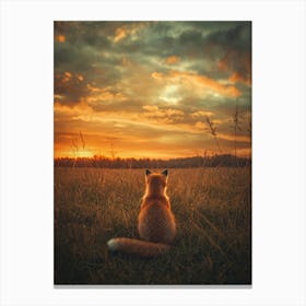 Sunset Fox.Generated AI. Art Print Canvas Print