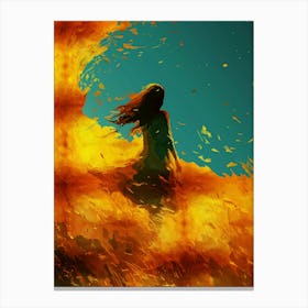 Ethereal Lady In A Golden Field Canvas Print