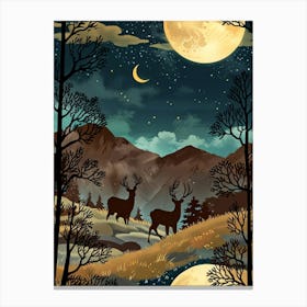 Night Landscape With Deer 8 Toile