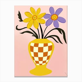 Wild Flowers Yellow Tones In Vase 3 Canvas Print