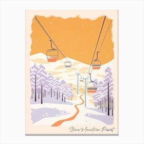 Poster Of Stowe Mountain Resort   Vermont, Usa, Ski Resort Pastel Colours Illustration 1 Canvas Print