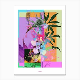 Nigella 3 Neon Flower Collage Poster Canvas Print